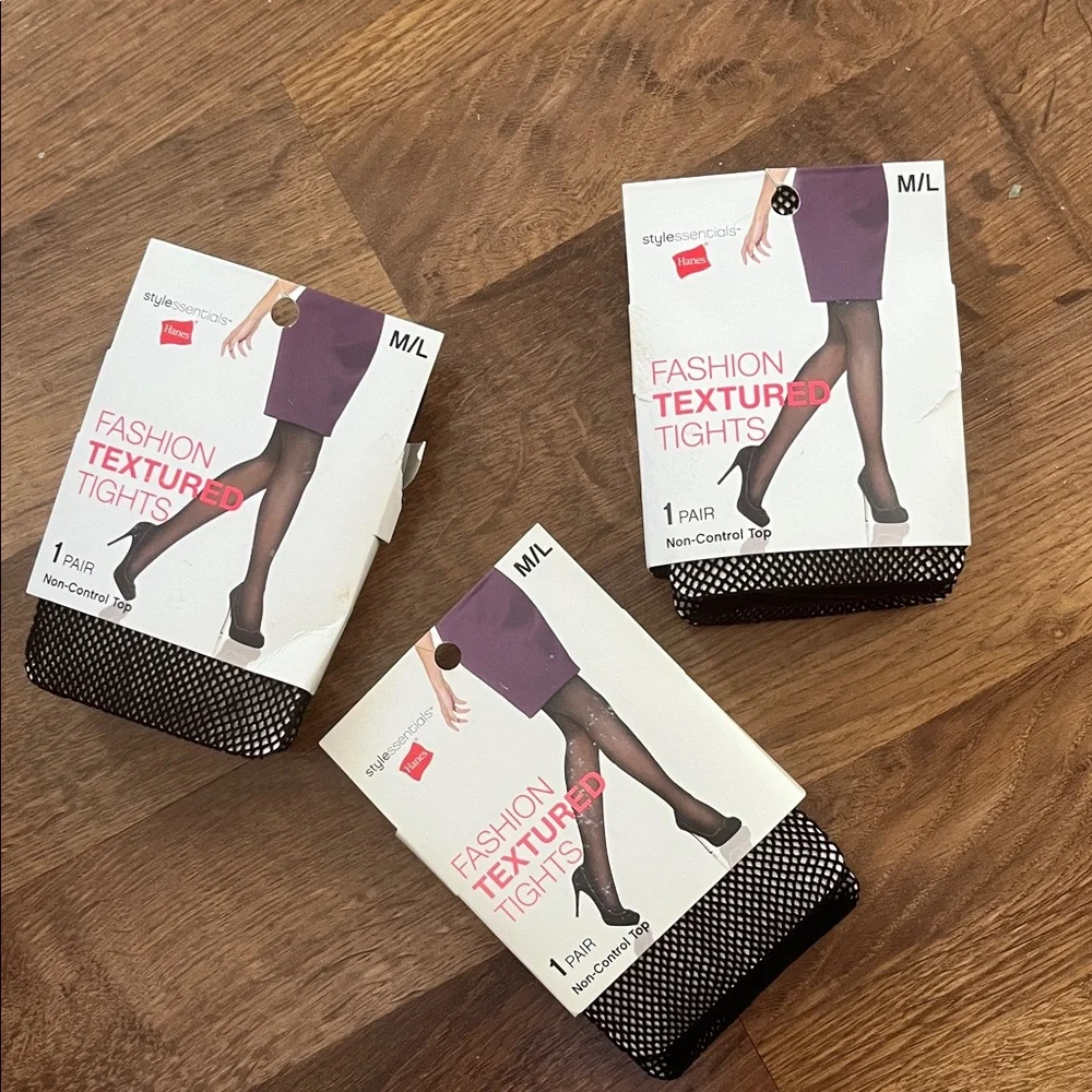 Black Fishnet Tights Bundle of 3 Pair New